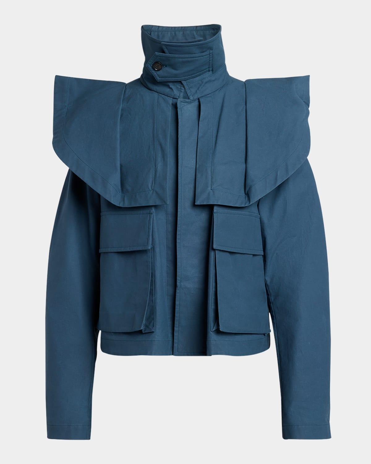 JW ANDERSON Oversized Collar Cropped Trench Jacket In Light Indigo Product Image