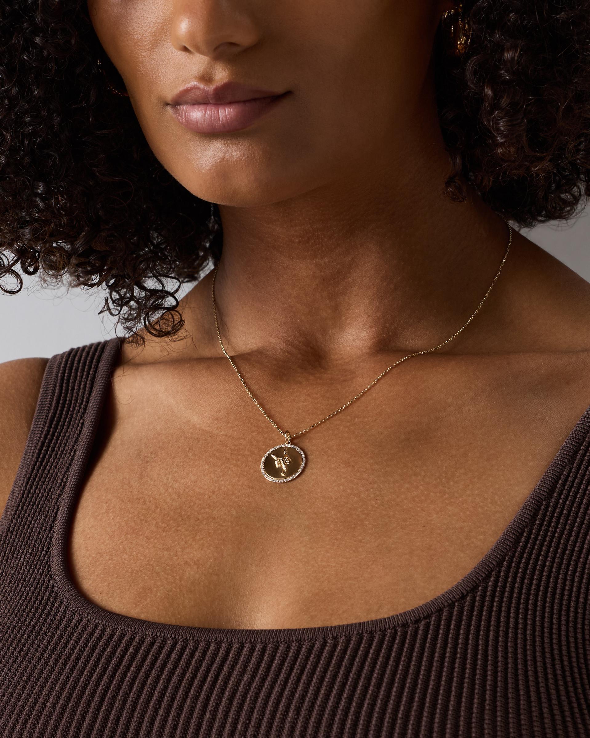 Quince | Women's 14K Gold Pave Zodiac Medallion Necklace Product Image