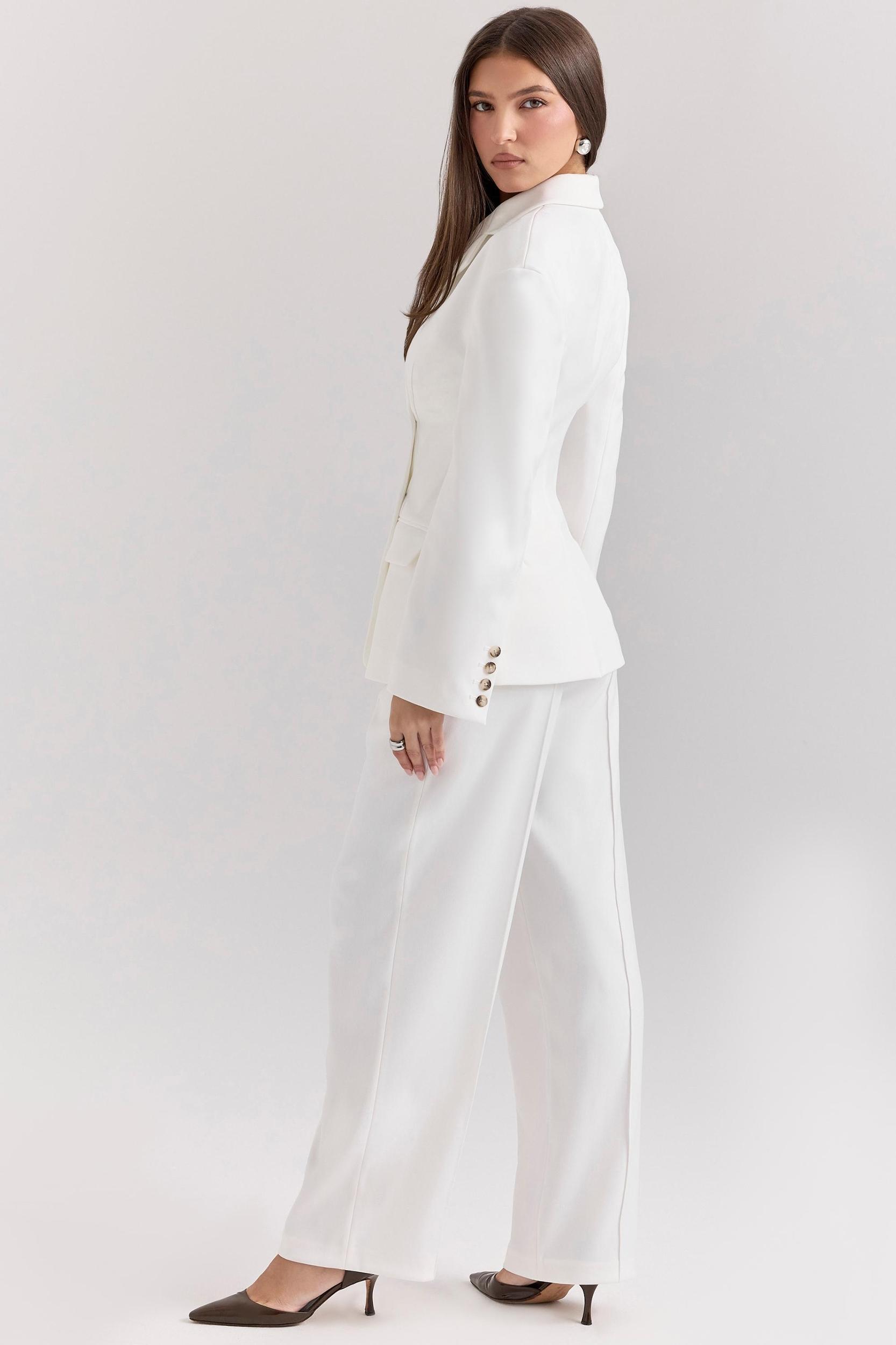 Hayden  white wide leg high waist tailored trousers Product Image