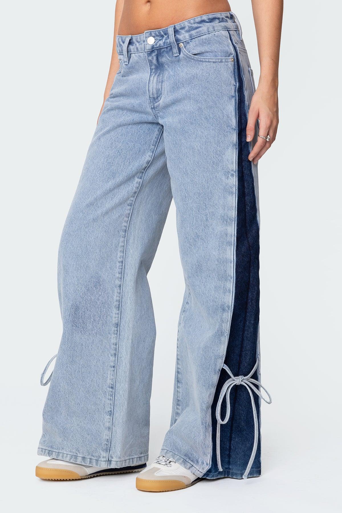 Contrast Split Washed Jeans Product Image
