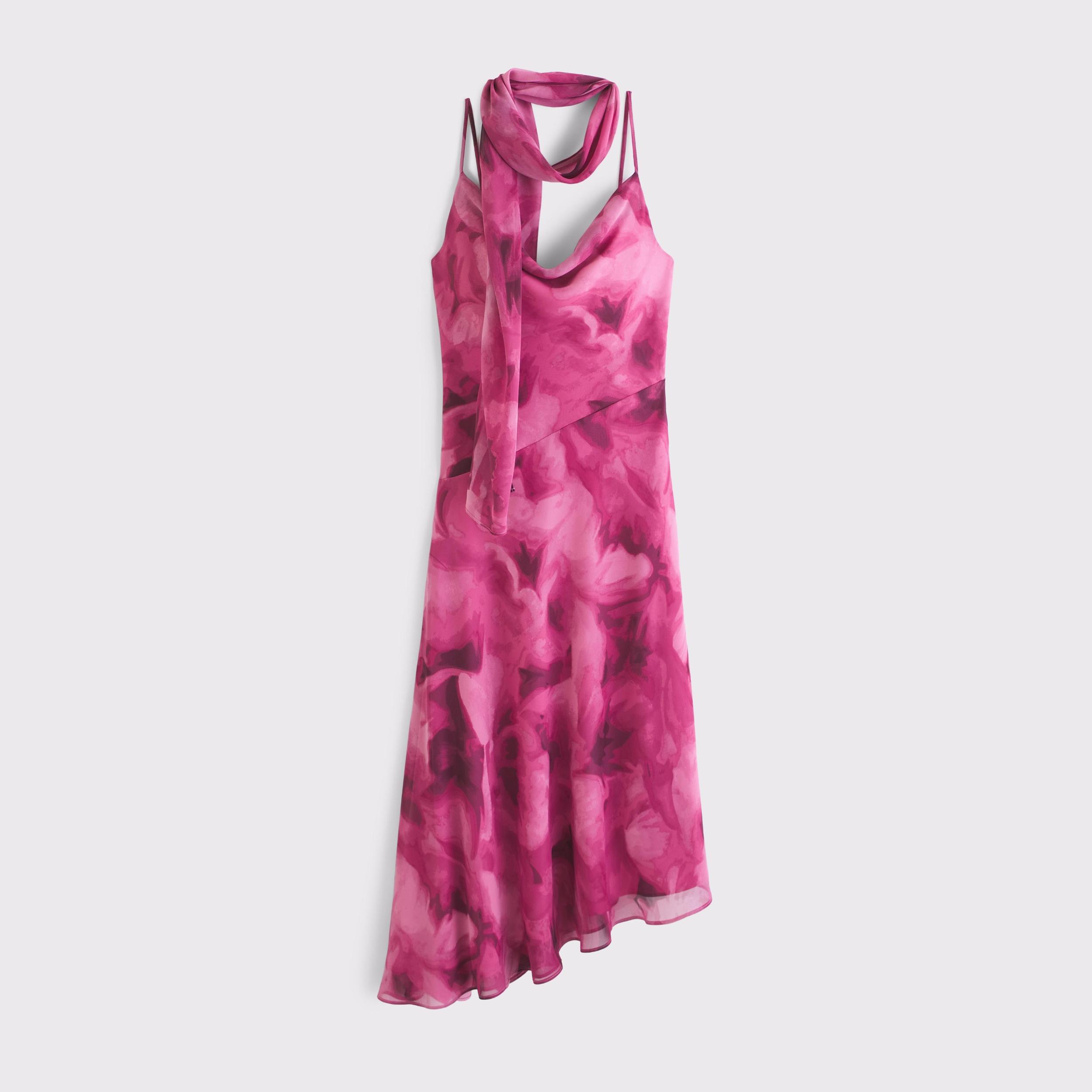 The A&F Julia Slip Scarf Asymmetrical Midi Dress Product Image