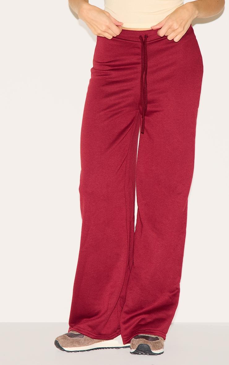 Burgundy Lightweight Drawstring Waist Wide Leg Sweatpants Product Image