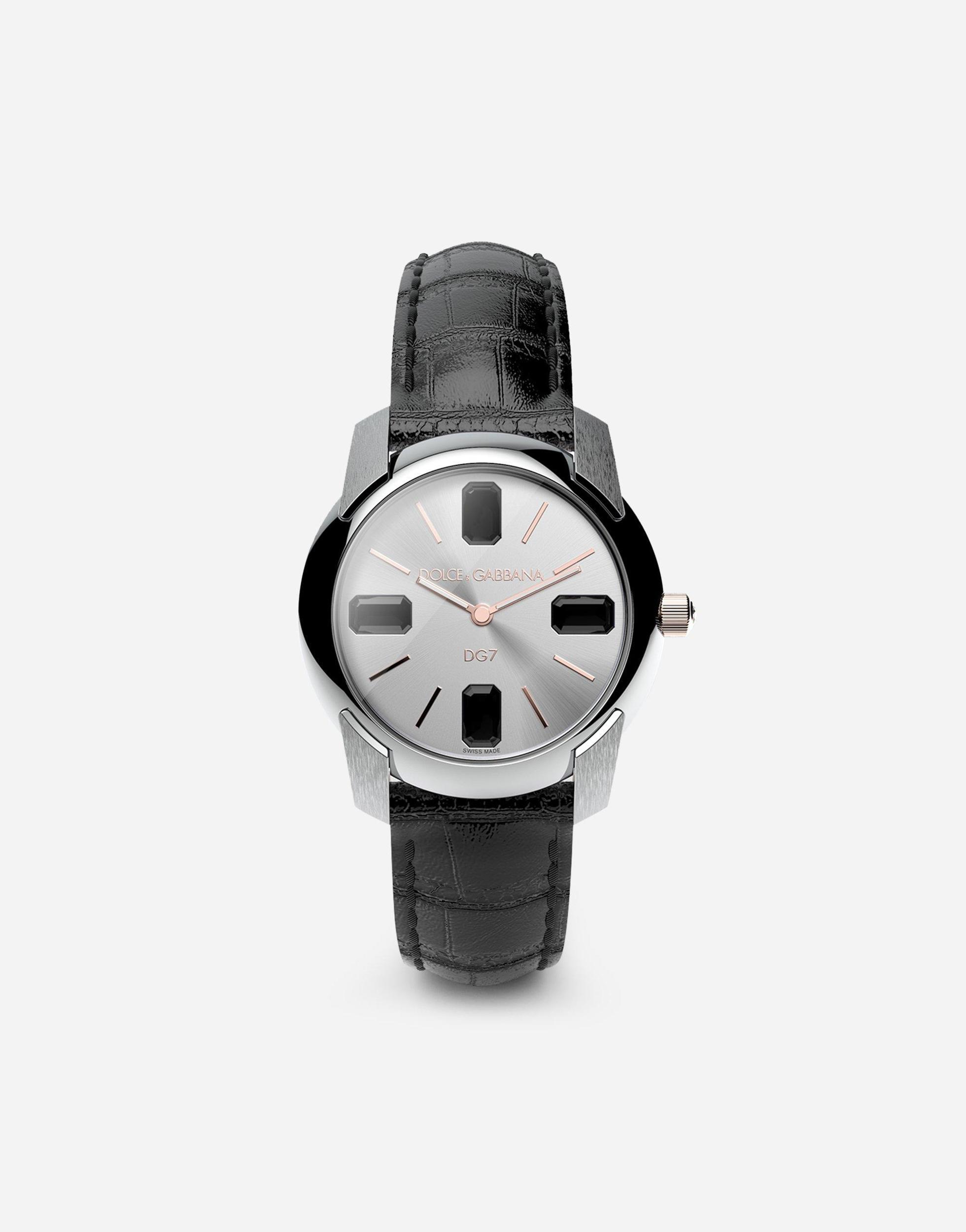 DOLCE & GABBANA Watch With Alligator Strap In Black Product Image