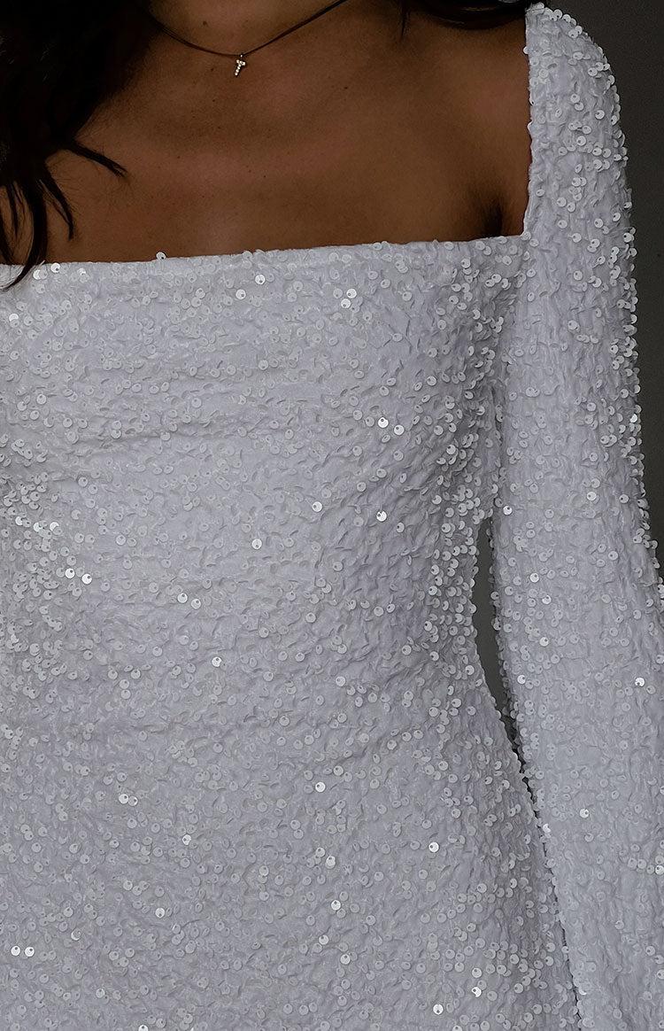 Marienne White Velvet Sequin Mini Dress Product Image