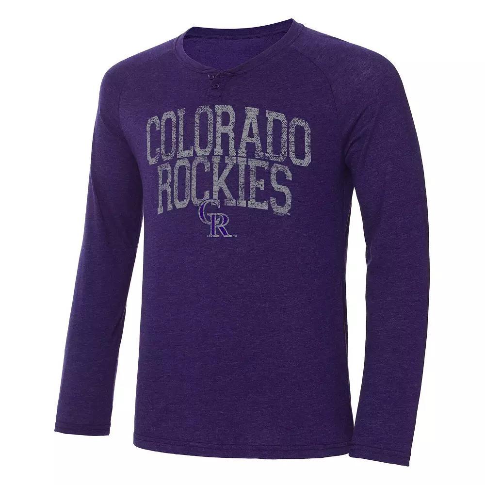 Men's Concepts Sport Purple Colorado Rockies Inertia Raglan Long Sleeve Henley T-Shirt, Size: Small Product Image