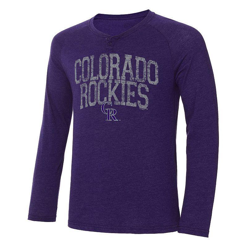 Men's Concepts Sport Purple Colorado Rockies Inertia Raglan Long Sleeve Henley T-Shirt, Size: Small Product Image