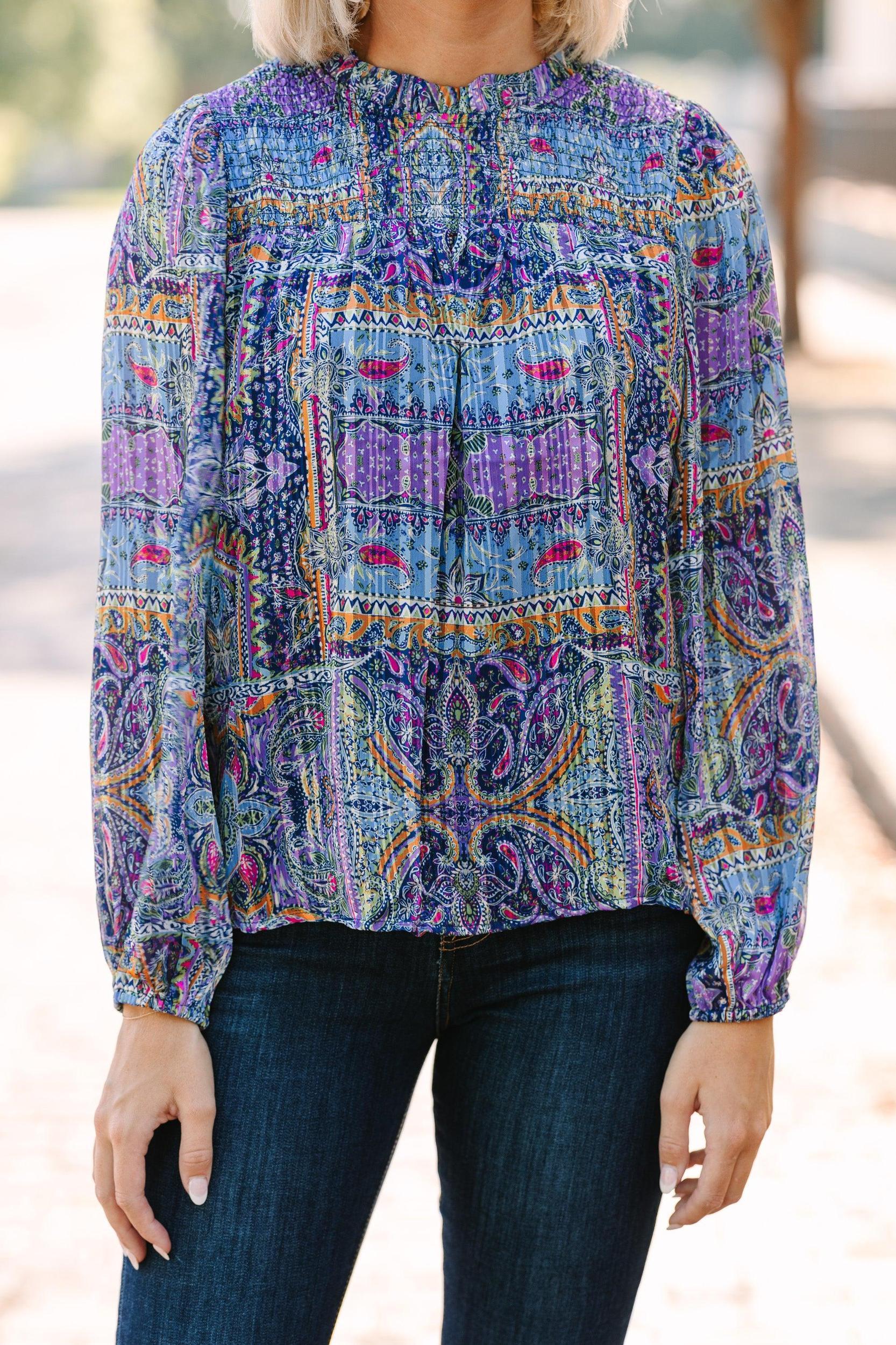 Skies are Blue: The Right Way Lavender Purple Abstract Blouse Female Product Image