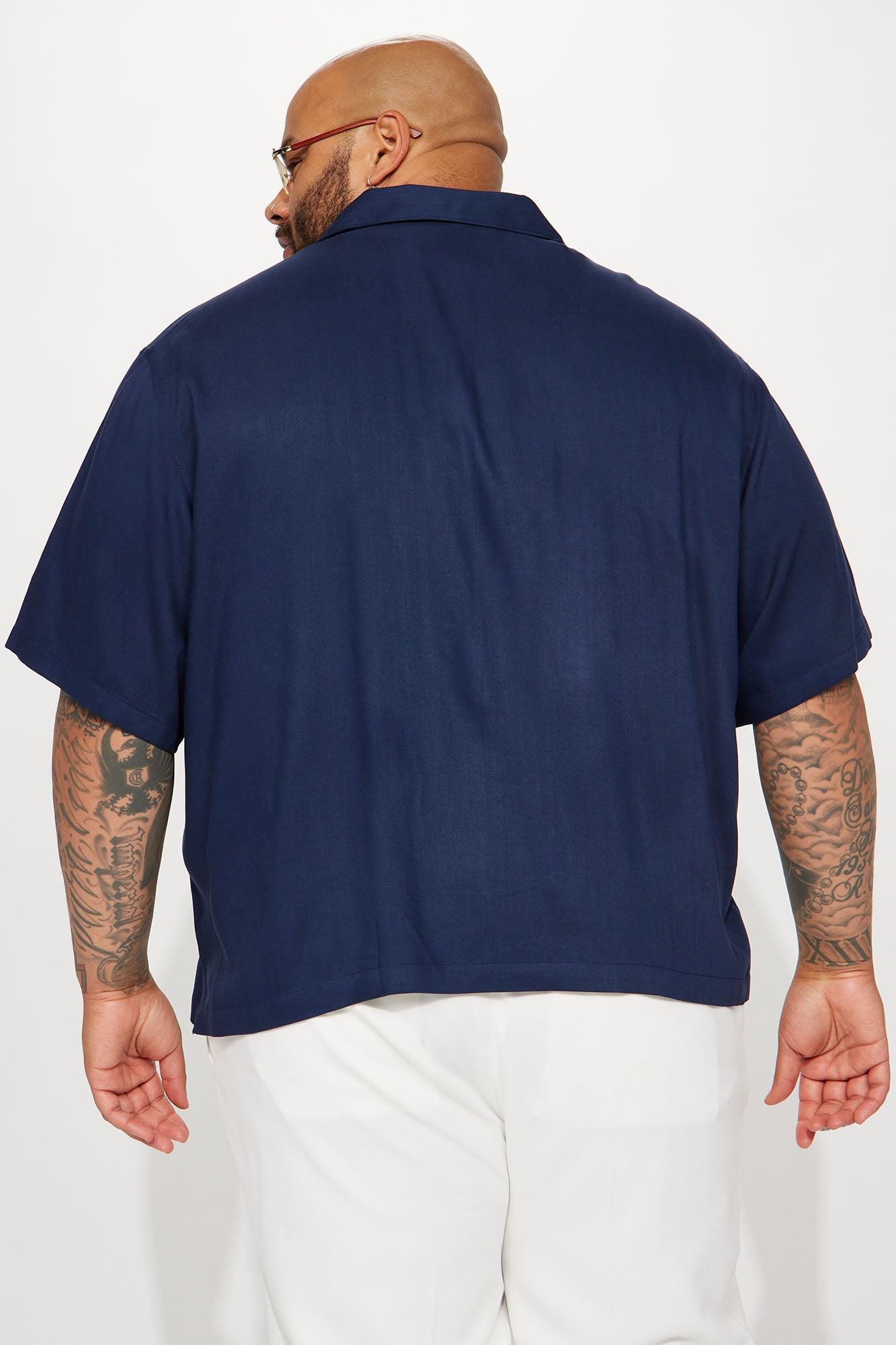 Dawson Relaxed Short Sleeve Cuban Shirt - Navy Product Image