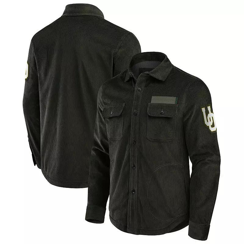 Men's Darius Rucker Collection by Fanatics Olive Michigan Wolverines Corduroy Full-Button Shacket, Size: 2XL, Team Product Image
