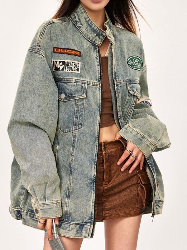 Distressed Vintage Embroidery Baggy Jacket Product Image