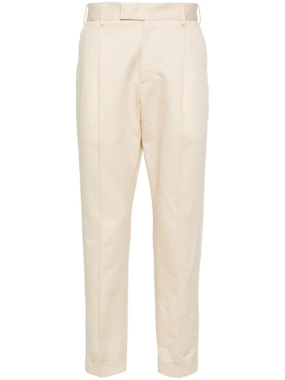 PT TORINO Feather-detail Poplin Trousers In Beige Product Image