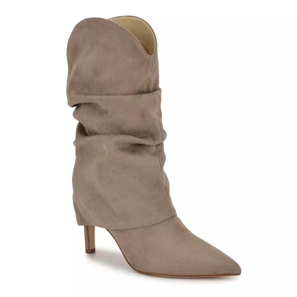 Nine West Glitch Womens Pointy Toe Slouchy Dress Boots Brown Product Image