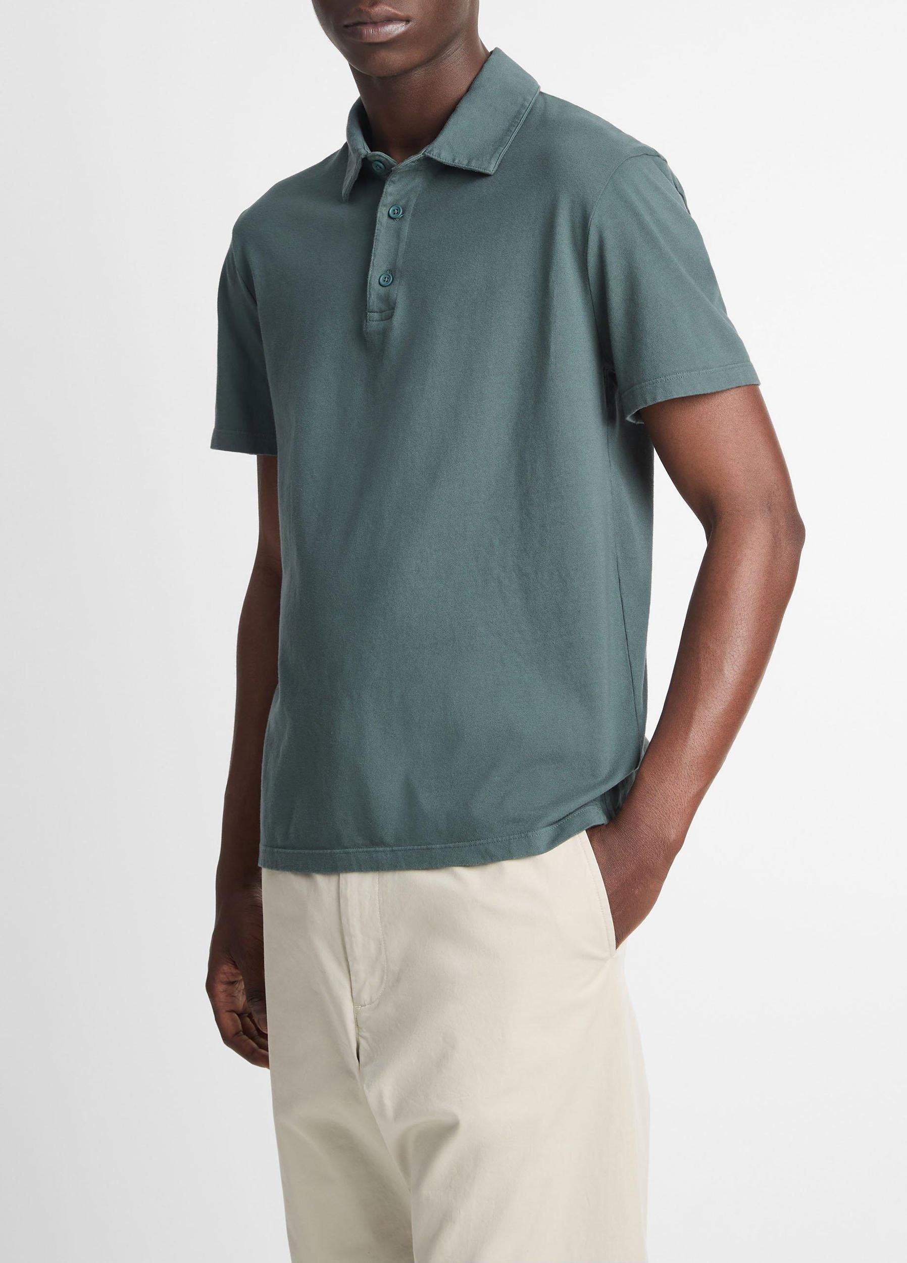 Mens Garment Dye Cotton Polo Shirt, Optic White, Size S Vince Product Image