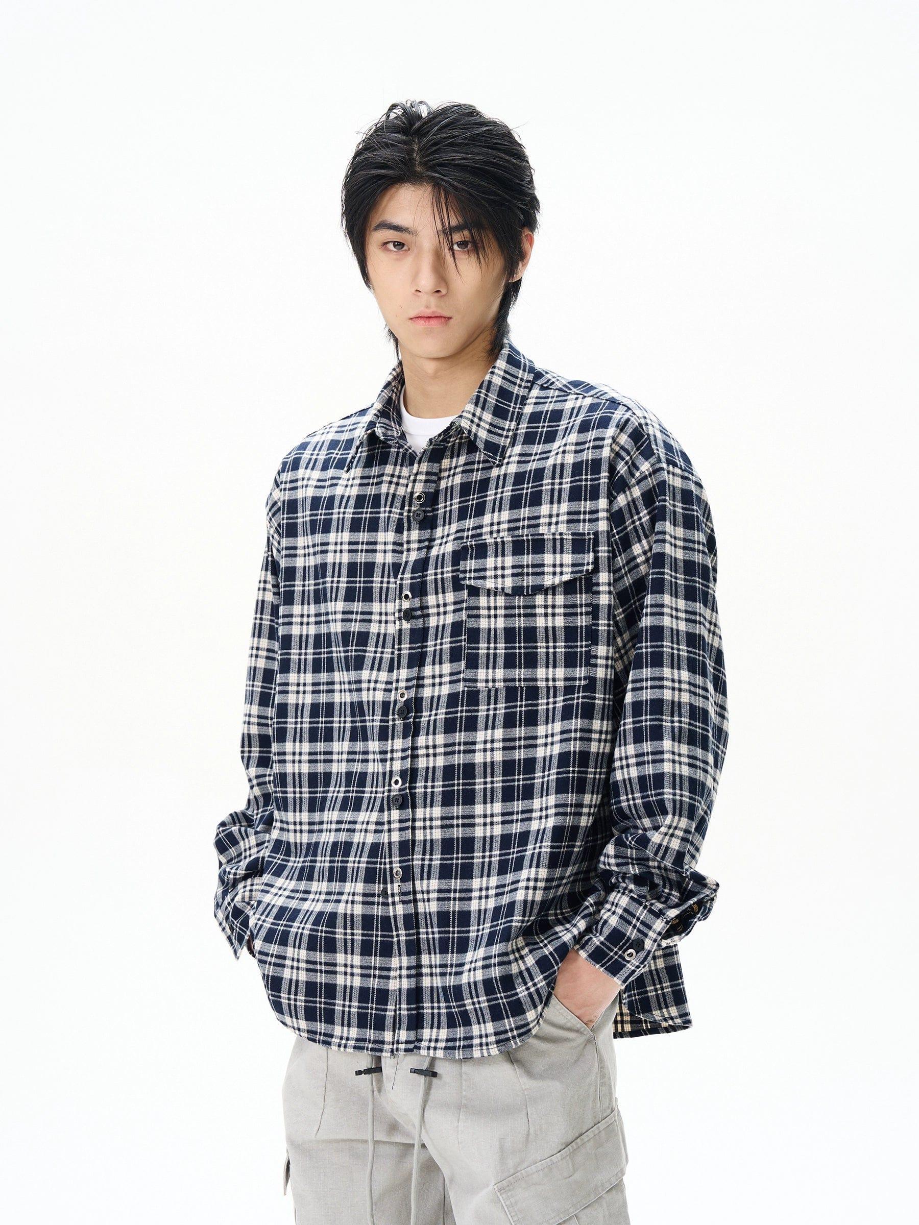 RT No. 12146 BLUE PLAID SHIRT Product Image