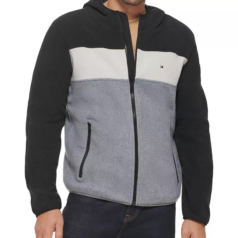 Men's Tommy Hilfiger Fleece Colorblock Hooded Jacket, Size: XS, Royal Blue Product Image