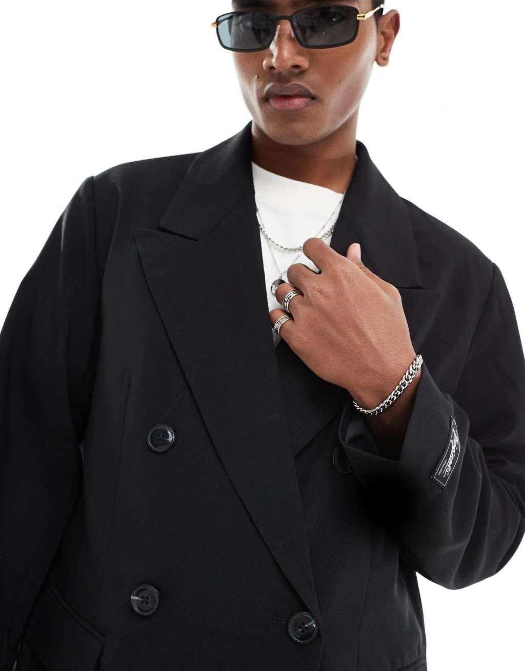 Jack & Jones oversized suit jacket in black Product Image