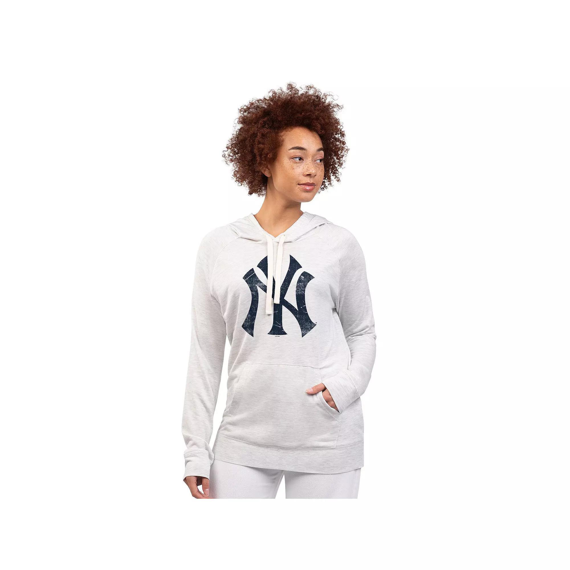 Women's G-III 4Her by Carl Banks Oatmeal New York Yankees Pregame Pullover Hoodie, Size: Large, Team Product Image