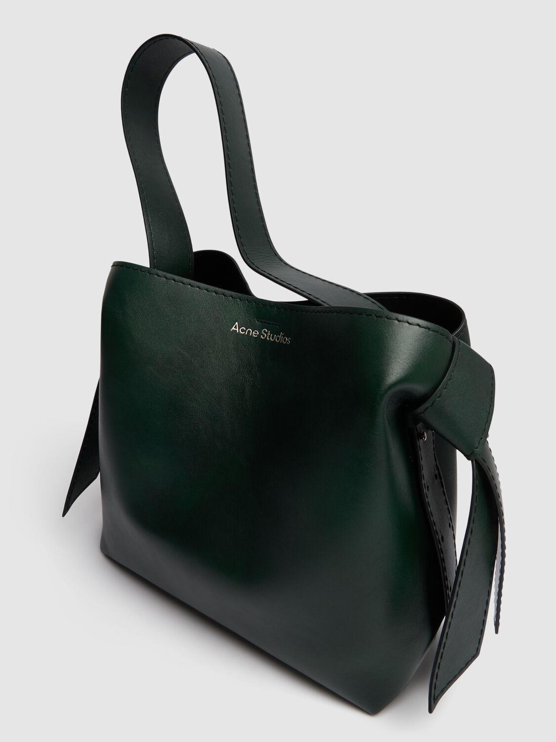 ACNE STUDIOS Logo Detailed Midi Shoulder Bag In Olive Green Product Image