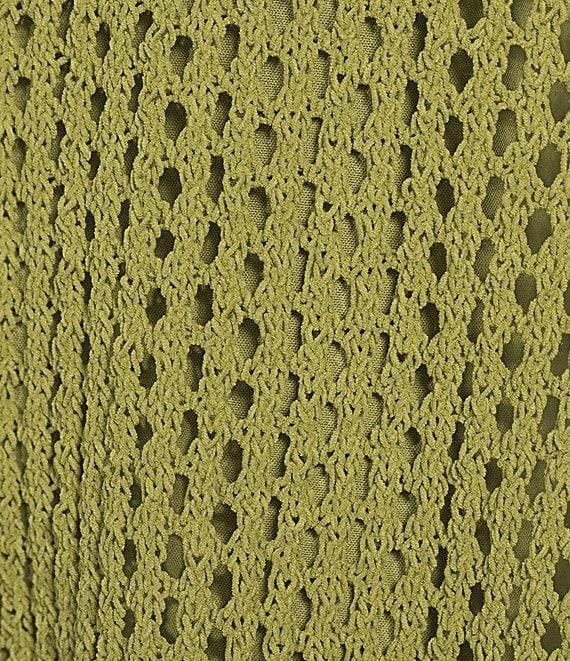 Slim Factor by Investments Boat Neck 3/4 Sleeve Lined Crochet Twofer Top Product Image