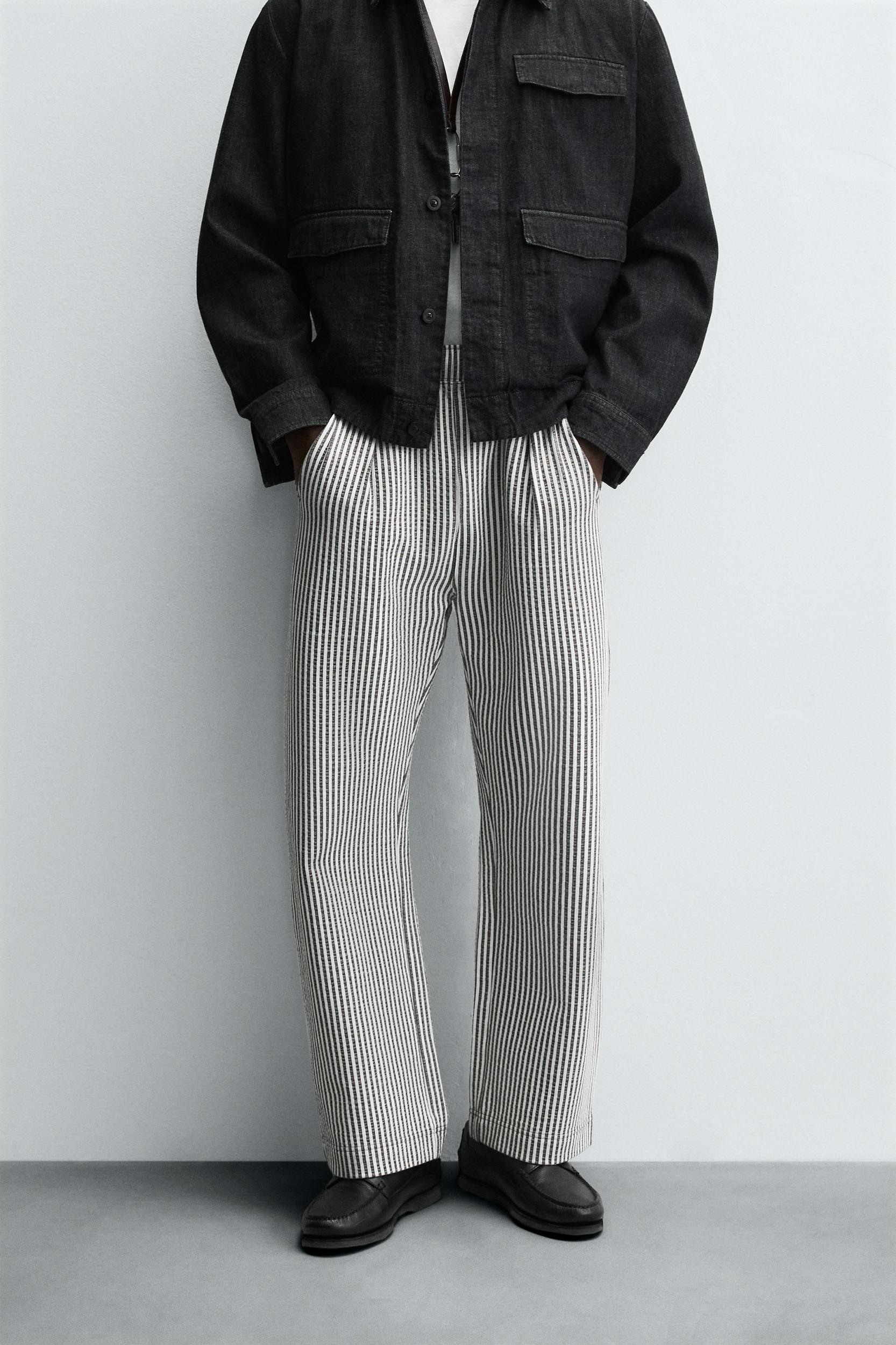 STRIPED SEERSUCKER COMFORT PANTS Product Image