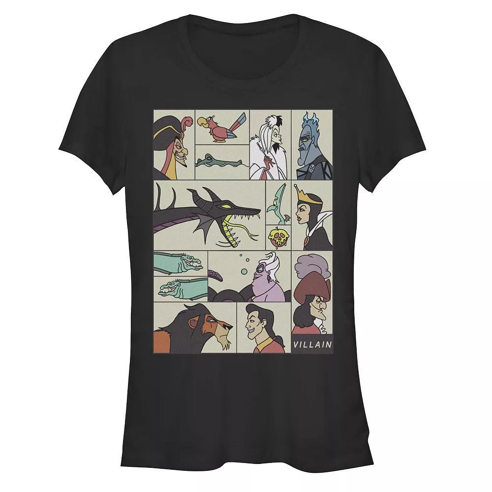 Disney Villains Square Portrait Profiles Juniors Fitted Graphic Tee, Girls Athletic Grey Product Image