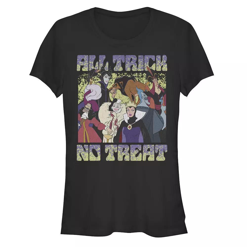 Disney Villains All Trick No Treat Juniors' Fitted Graphic Tee, Girl's, Size: XL, Black Product Image