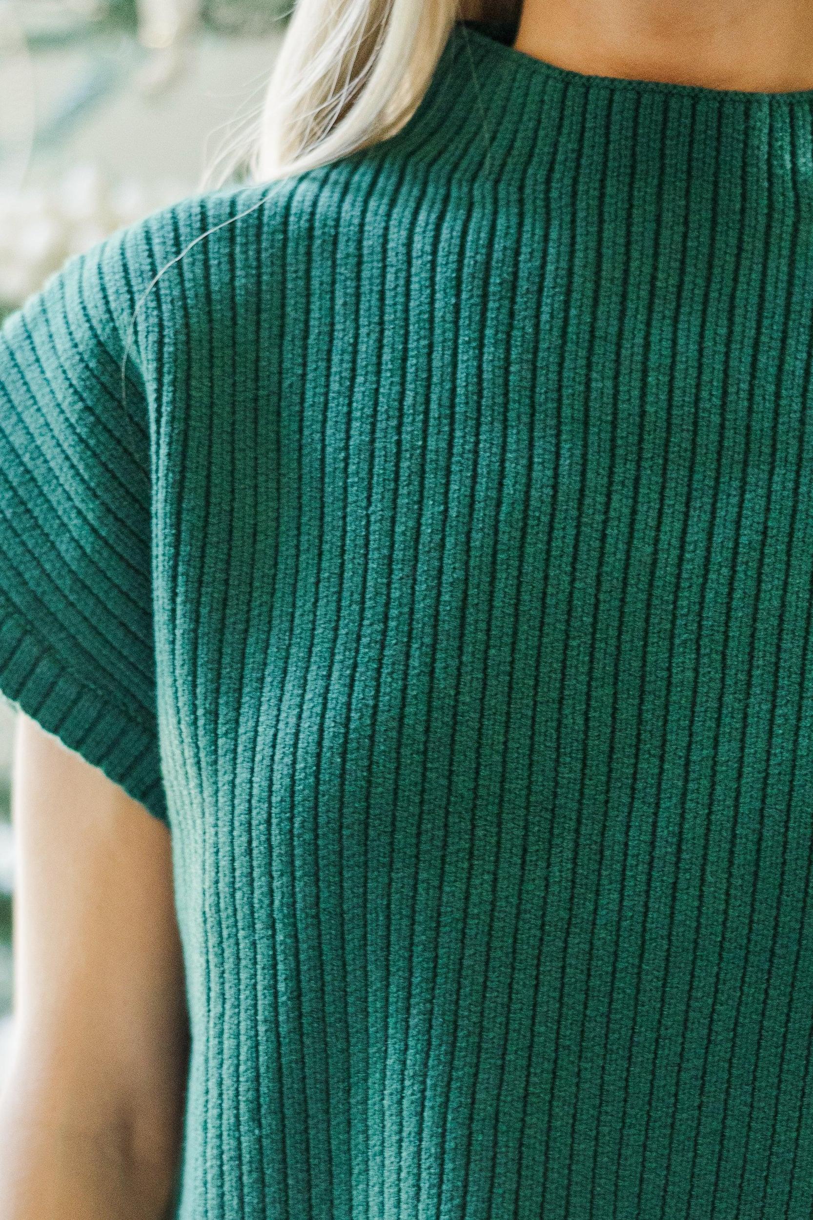 See You There Emerald Green Short Sleeve Sweater Female Product Image