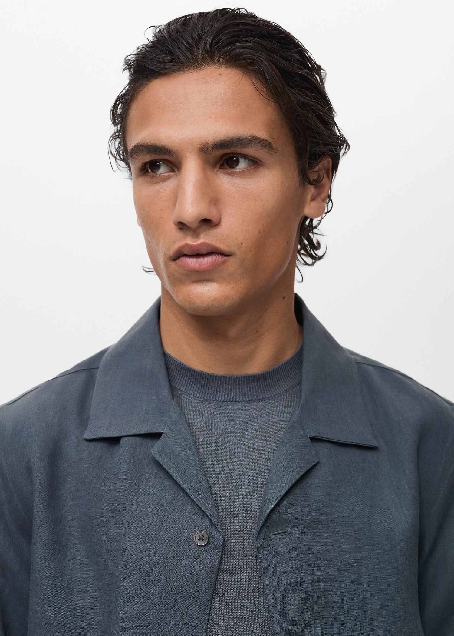 100% linen bowling-collar shirt - Men | MANGO USA Product Image