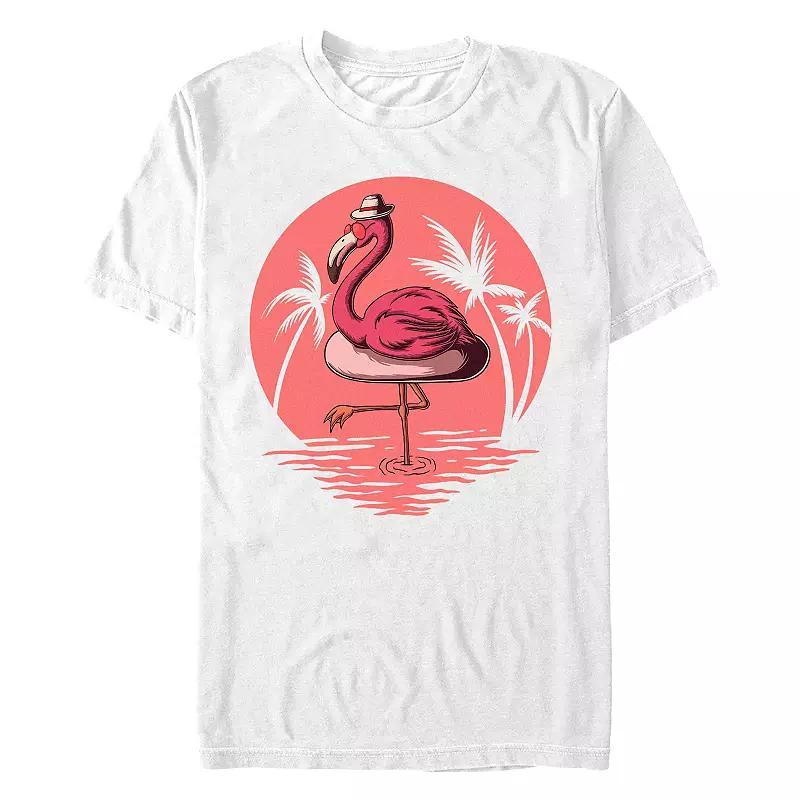 Big & Tall Flamingo Summer Chilling Graphic Tee, Men's, Size: 3XL Tall, White Product Image