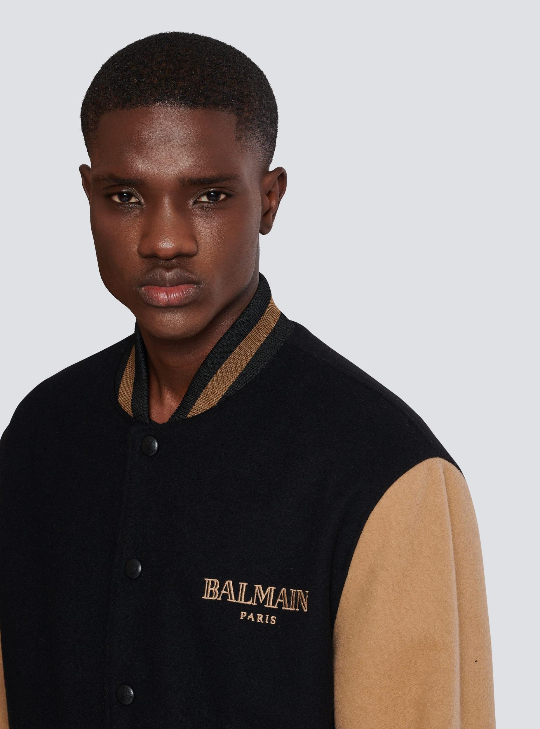 Two-tone wool and cashmere varsity jacket Product Image
