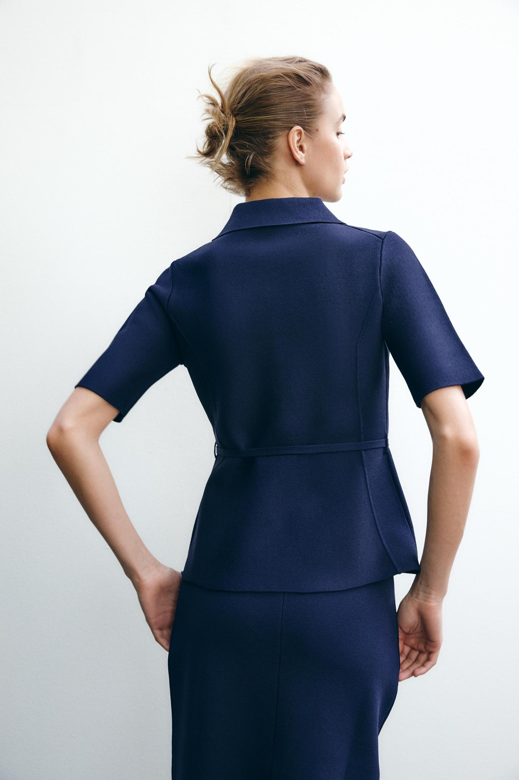 PLAIN KNIT BELTED JACKET Product Image