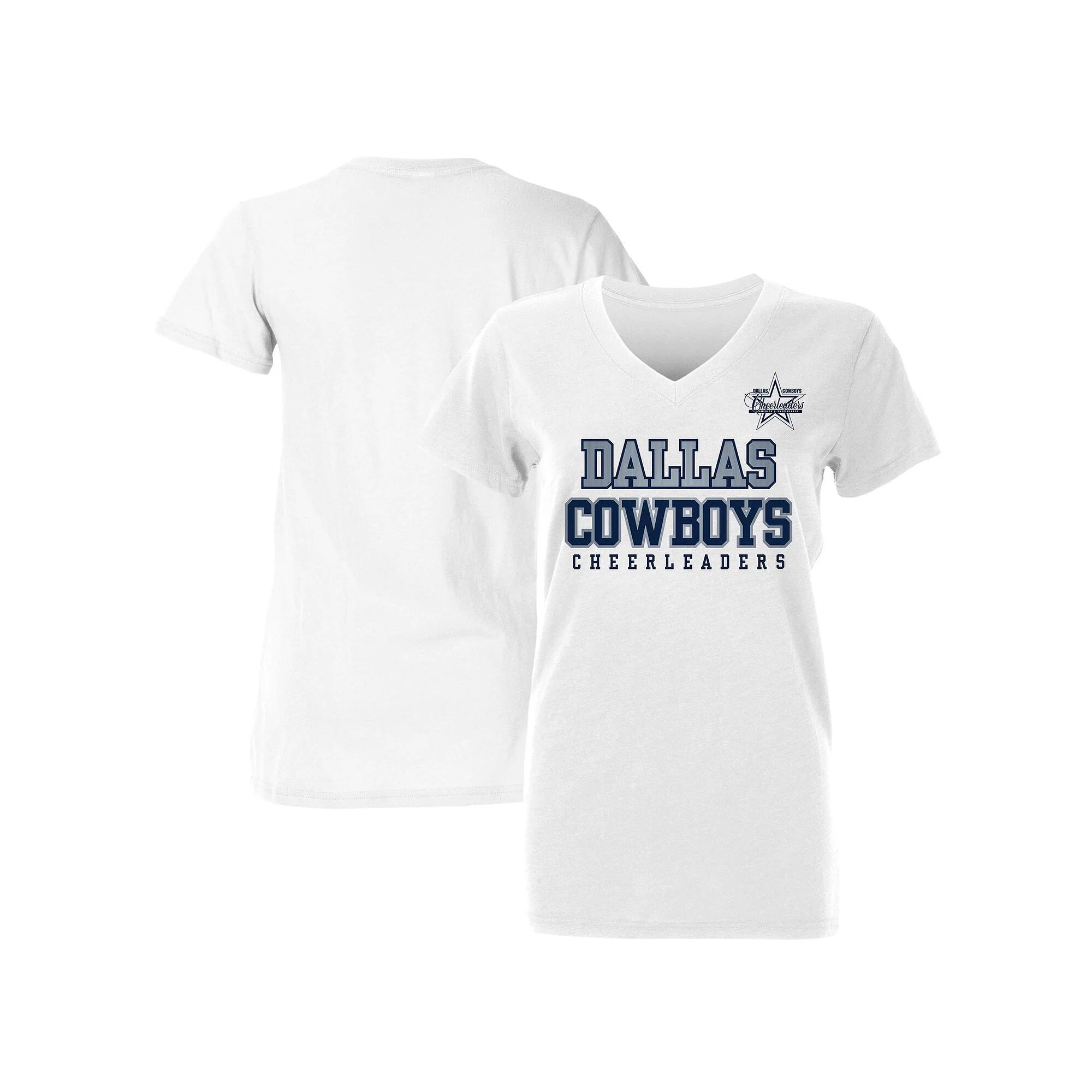 Women's White Dallas Cowboys Cheerleaders V-Neck T-Shirt, Size: 2XL Product Image