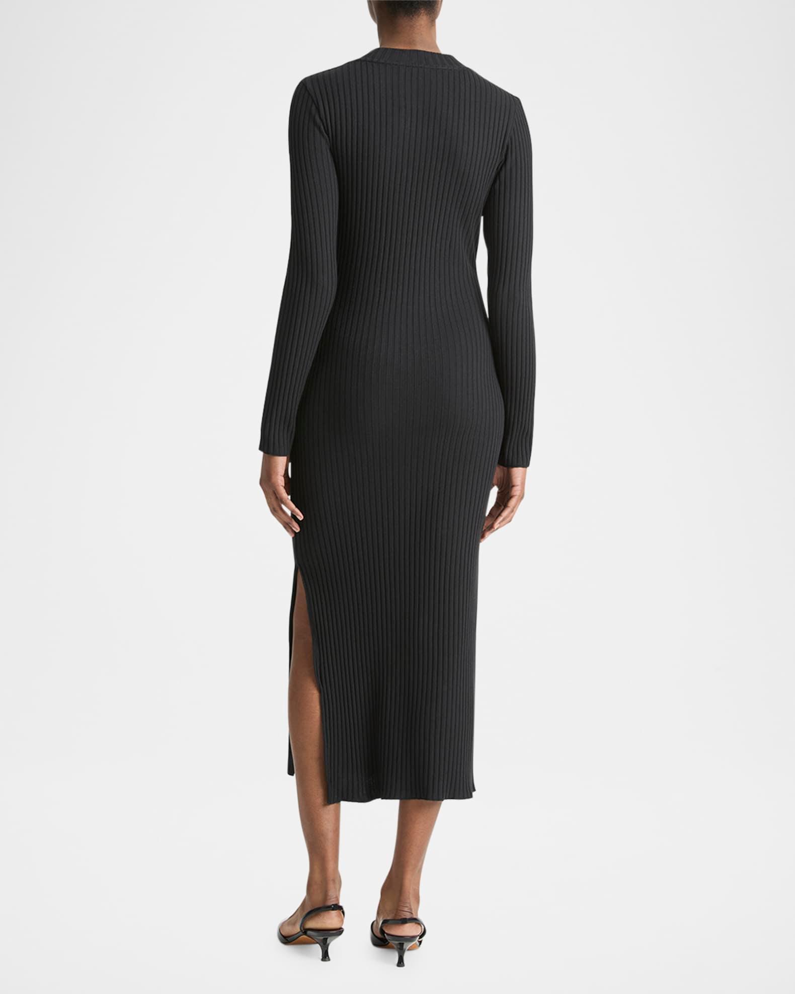 Ribbed Long-Sleeve Midi Dress Product Image