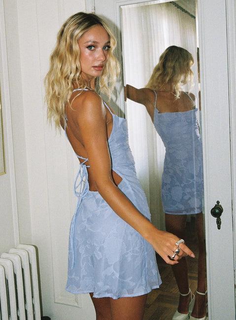 Celena Mini Dress Light Blue Burnout Product Image