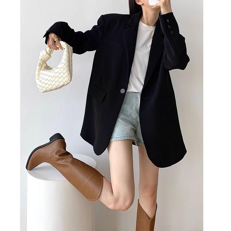 One Buttoned Plain Blazer Product Image