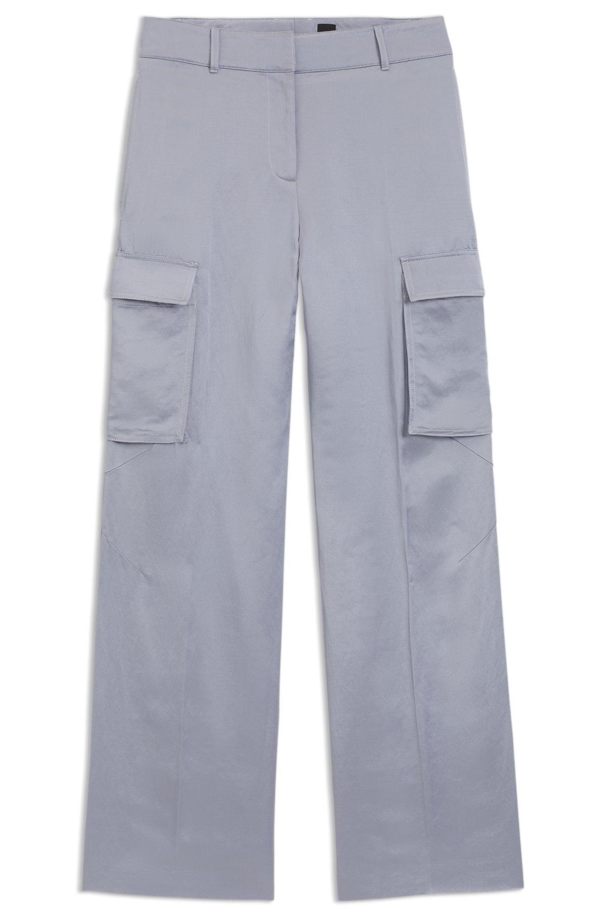 BOSS - Regular-fit trousers in sateen - Light Grey Product Image
