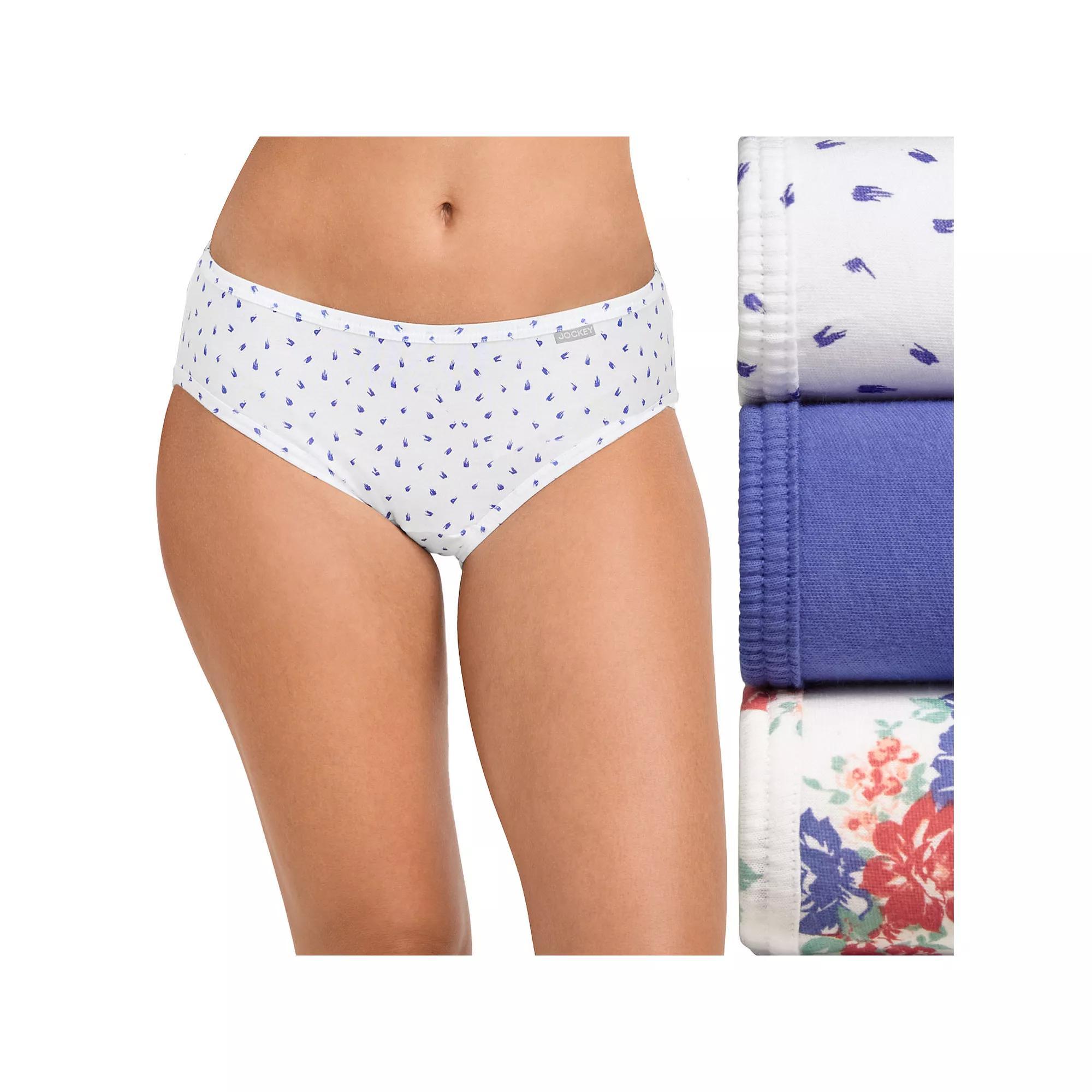 Women's Jockey® Elance 3-Pack Bikini Panty Set 1489, Size: 5, Brush Dot Product Image