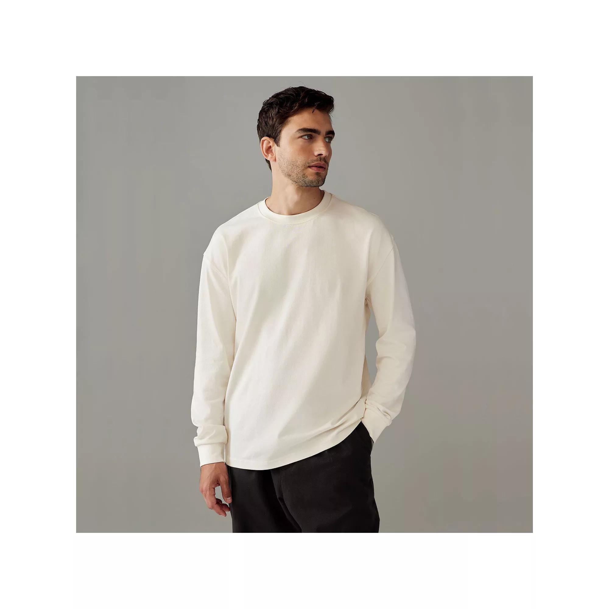Men's NEXT Bone White Relaxed Fit Long Sleeve Heavyweight 100% Cotton T-Shirt, Size: XXL Product Image