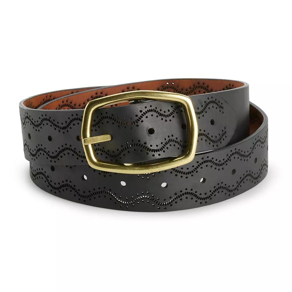 Women's Sonoma Goods For Life® Perforated Texture Reversible Belt, Size: Medium, Black Whiskey Product Image
