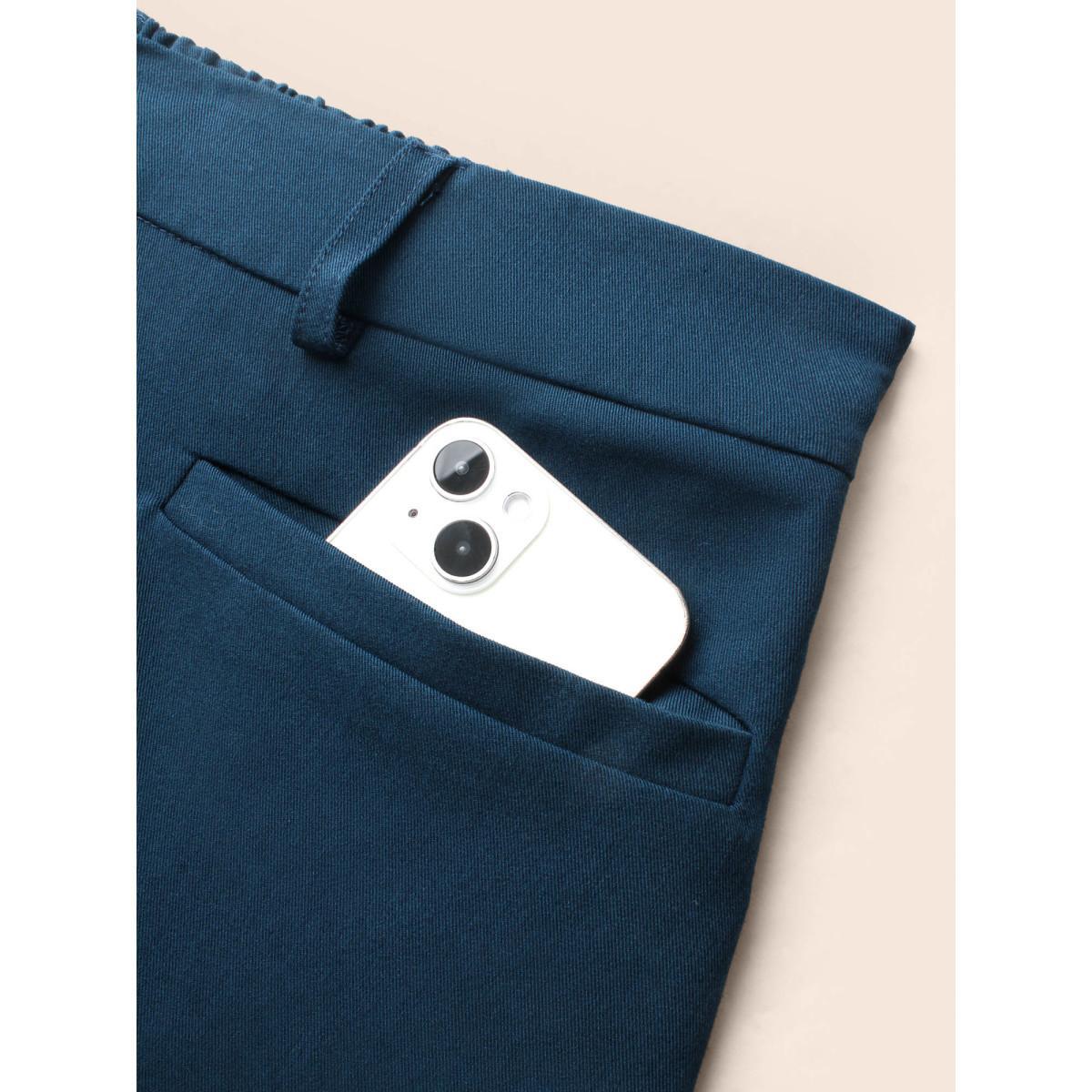 Plus Size Straight Leg Single-flap Pocket Pants Women Indigo Casual Straight Leg Mid Rise Everyday Pants BloomChic 28/5X Product Image