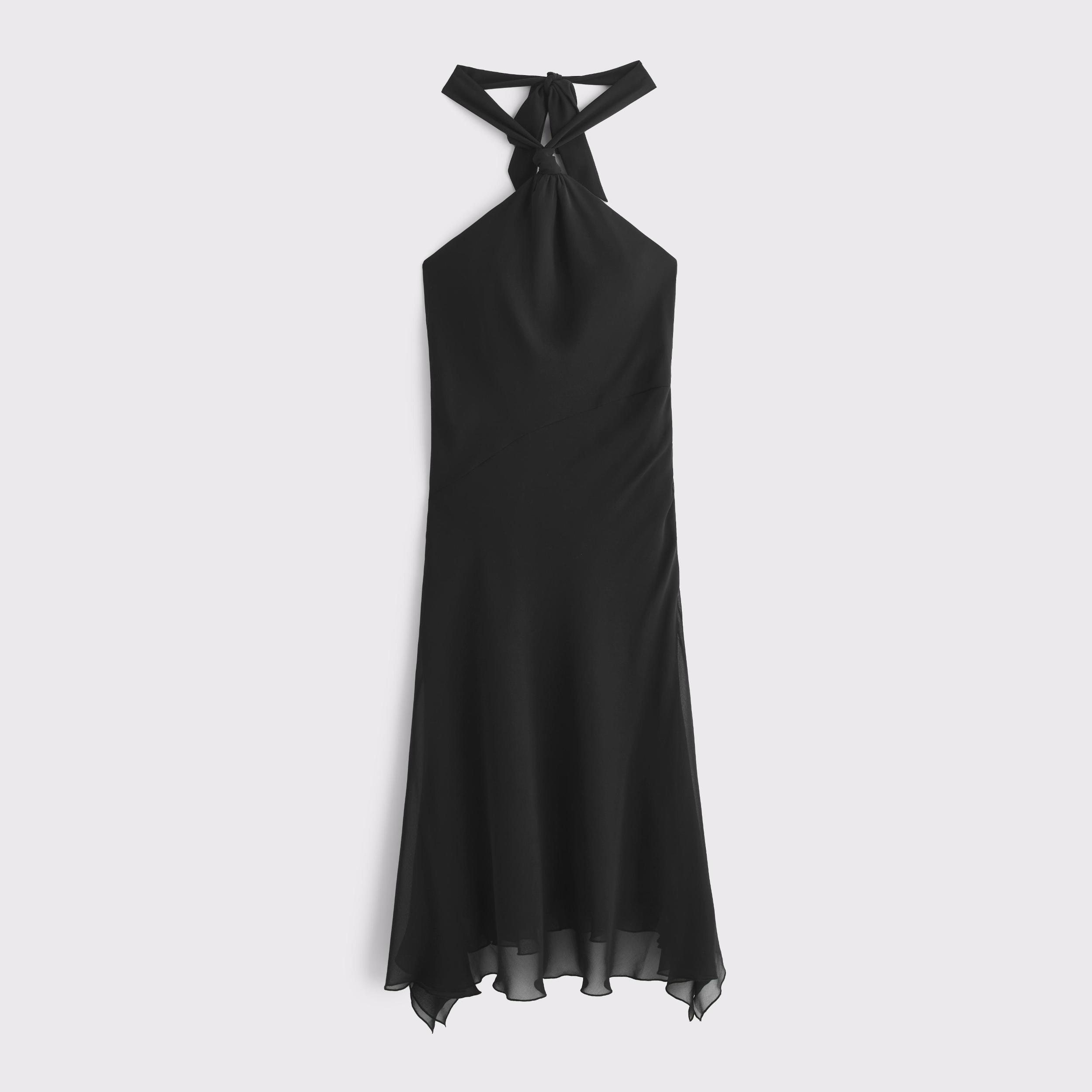Halter Asymmetrical Hem Midi Dress Product Image