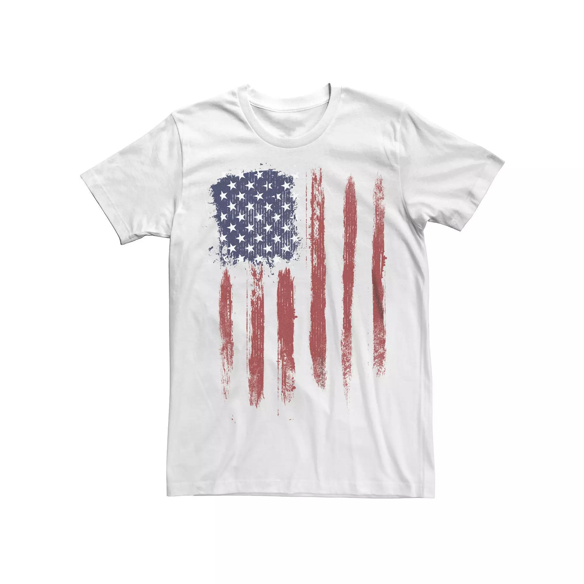 Men's USA Flag Grunge Graphic Tee, Size: XS, White Product Image