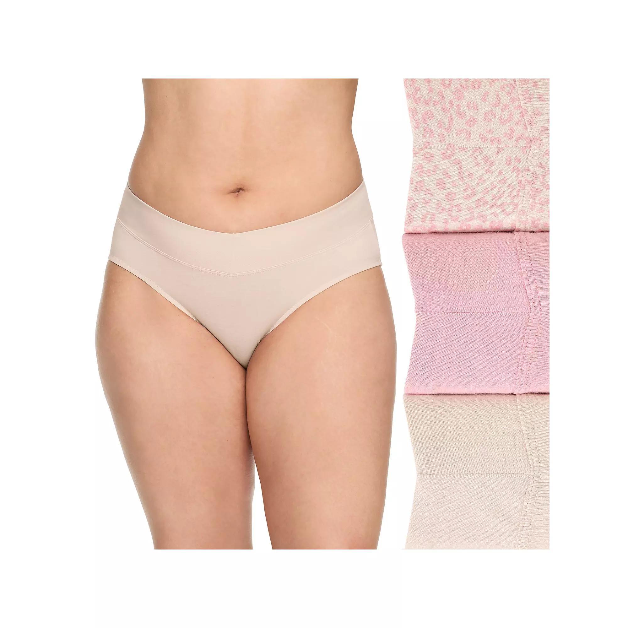 Women's Warners No Pinching No Problems® 3-pk. Dig-Free Mid-Waist Hipster Panty Set RU4403P, Size: Large, Pink Butterscotch Product Image