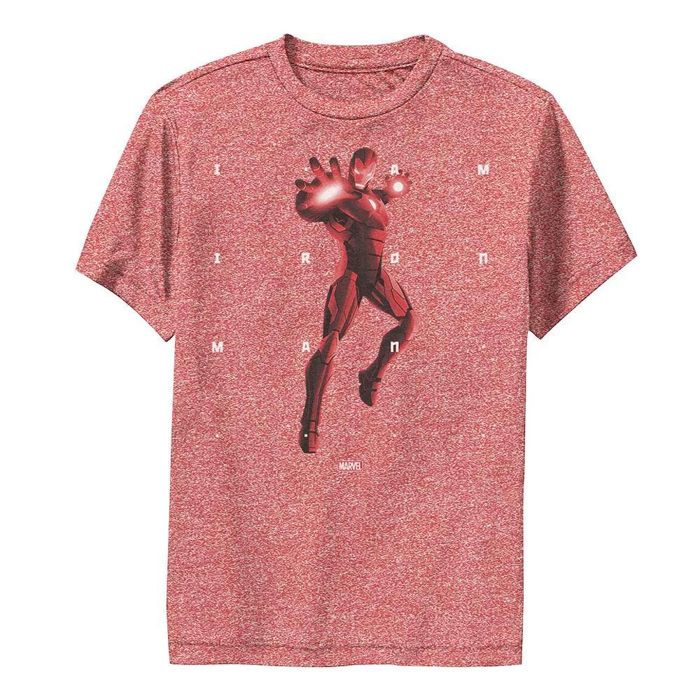 Boys 8-20 Marvel Iron Man Halftone Word Stack Performance Tee, Boy's, Size: XL, Red Grey Product Image