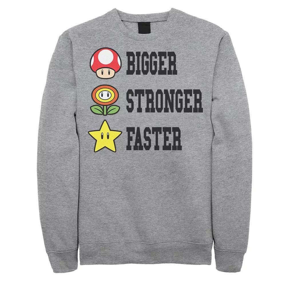 Big & Tall Super Mario Extra Power Elements Graphic Fleece Pullover, Men's, Size: 3XL Tall, Athletic Grey Product Image