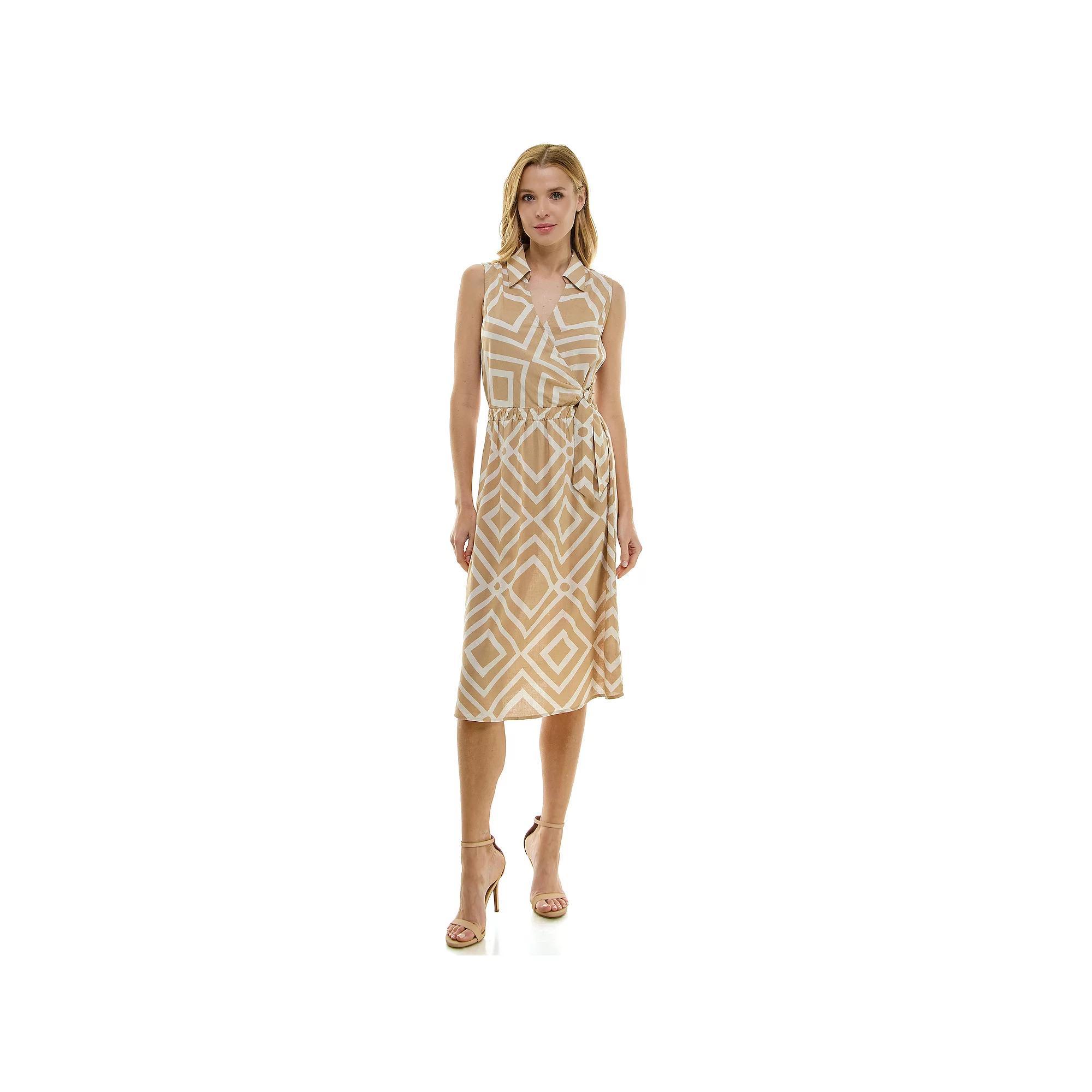 Women's Luxology Tie Elastic Waist Midi Dress, Size: Small, Ivory Product Image