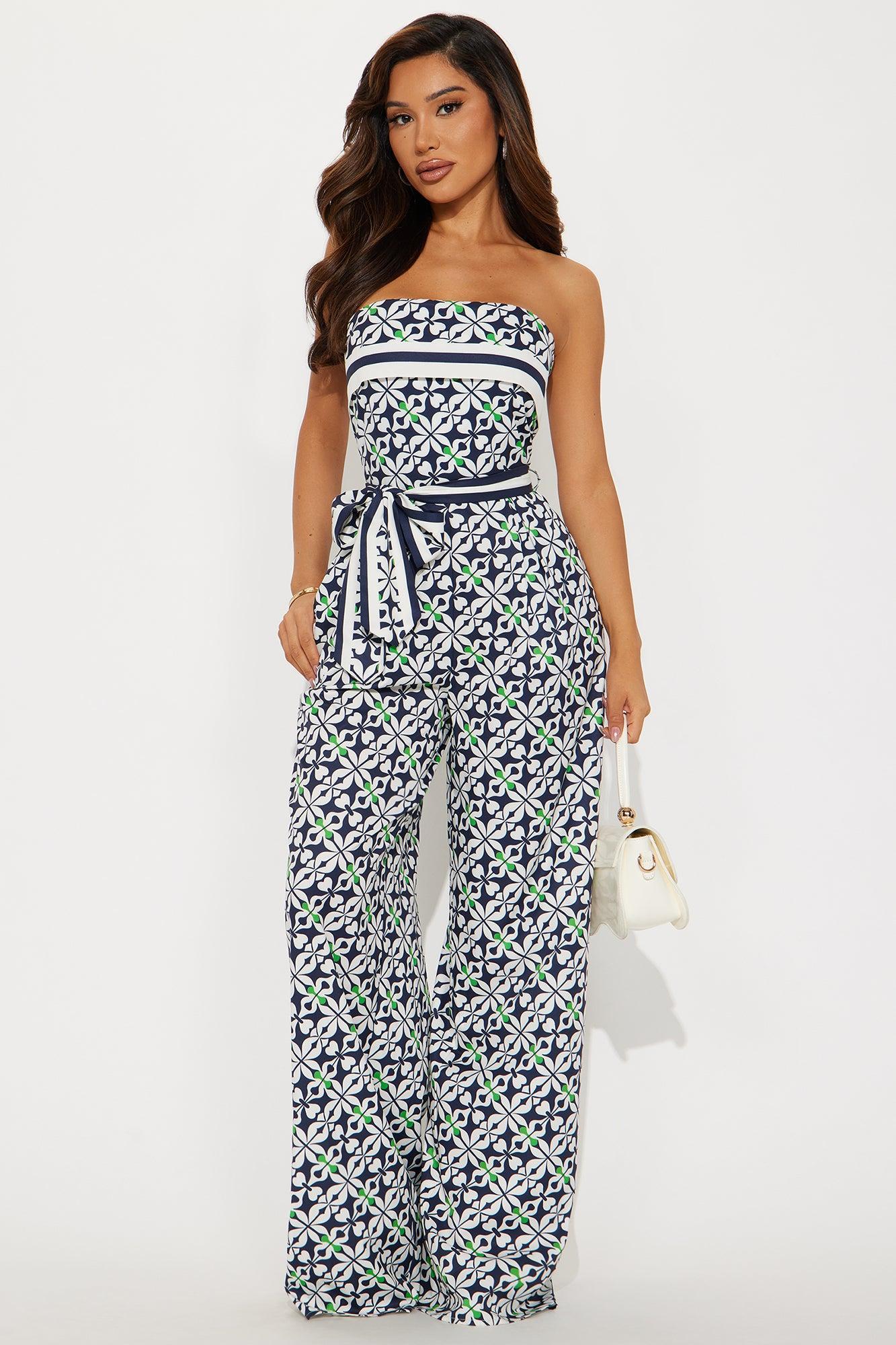 Lisbon Layover Satin Jumpsuit - Navy/combo Product Image