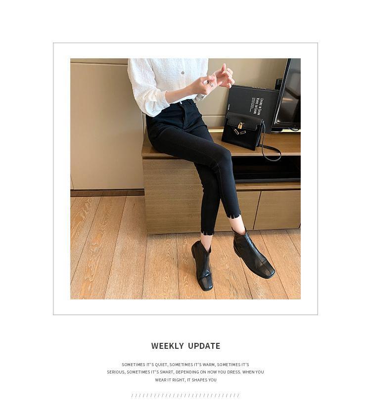 Puff-Sleeve Plain Textured Shirt Product Image