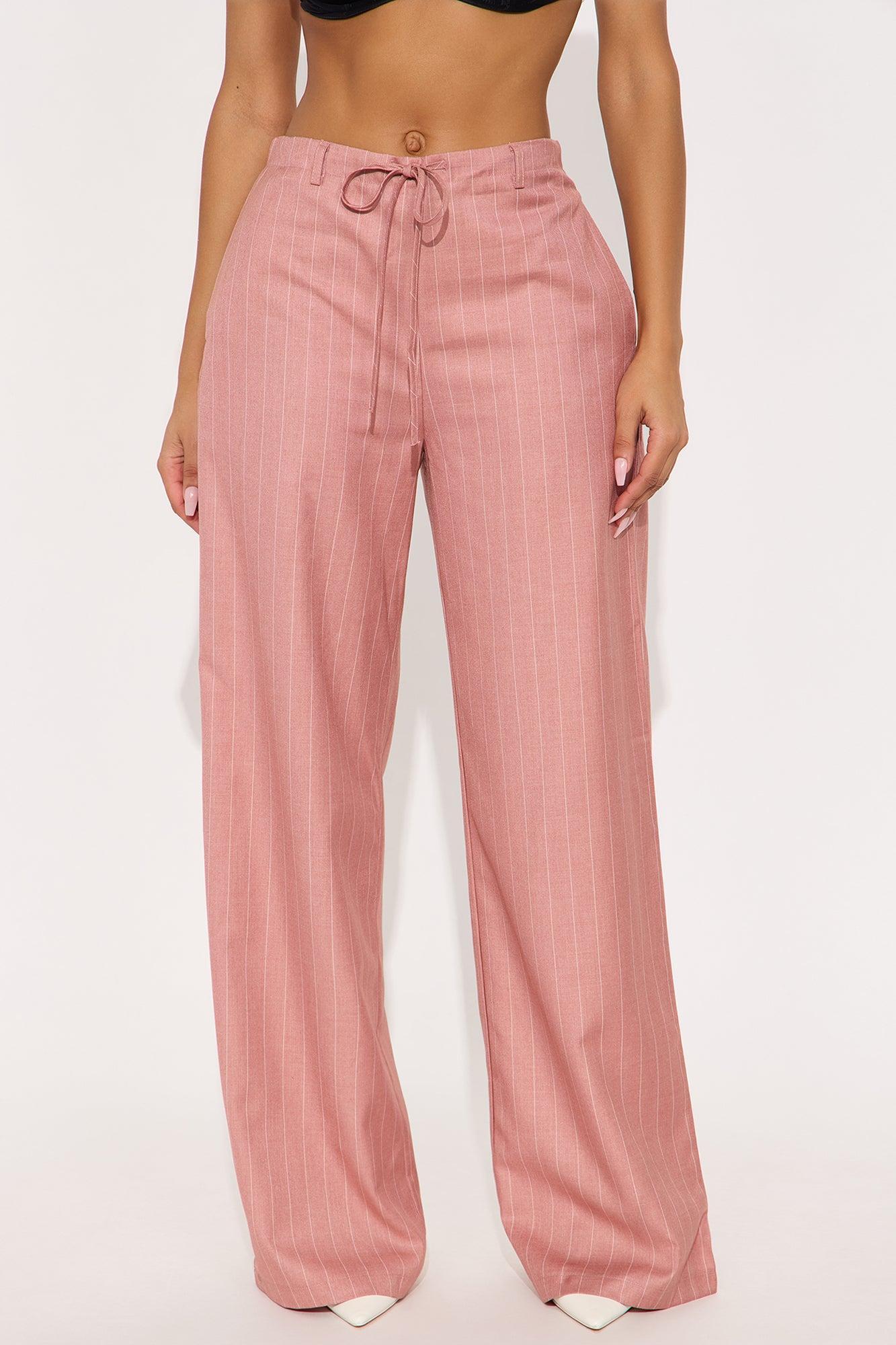 Yessica Pinstripe Wide Leg Trouser - Mauve Product Image