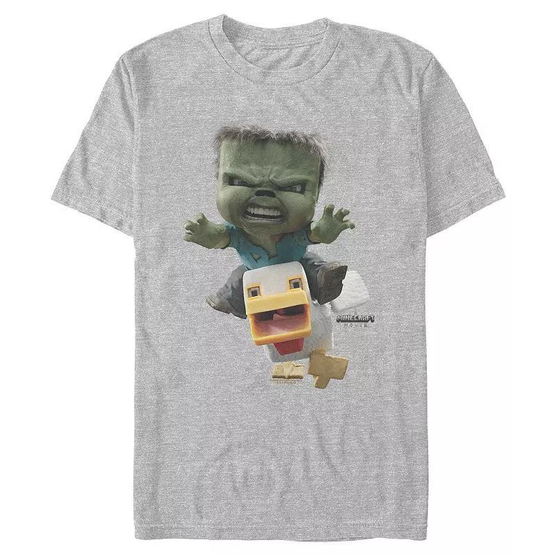 Men's Minecraft Chicken Jockey Attack Graphic Tee, Size: Medium, Athletic Grey Product Image